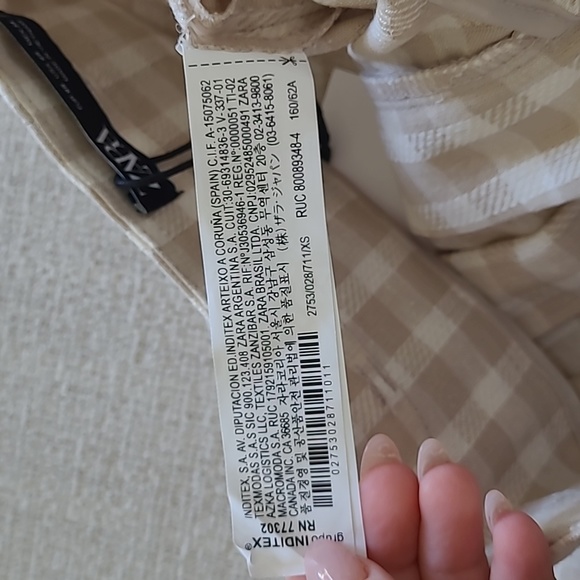 Nwt zara gingham linen blend beige paperbag waist shorts - Picture 7 of 8